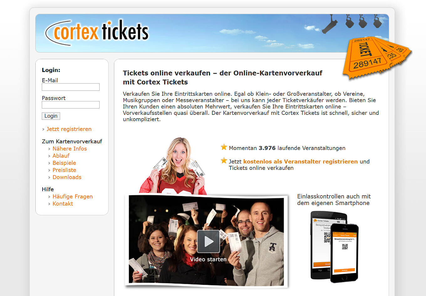 Cortex Tickets Ulm - Automatische Rechnungserstellung und Gästelisten-Verwaltung im Ticketing-Webportal