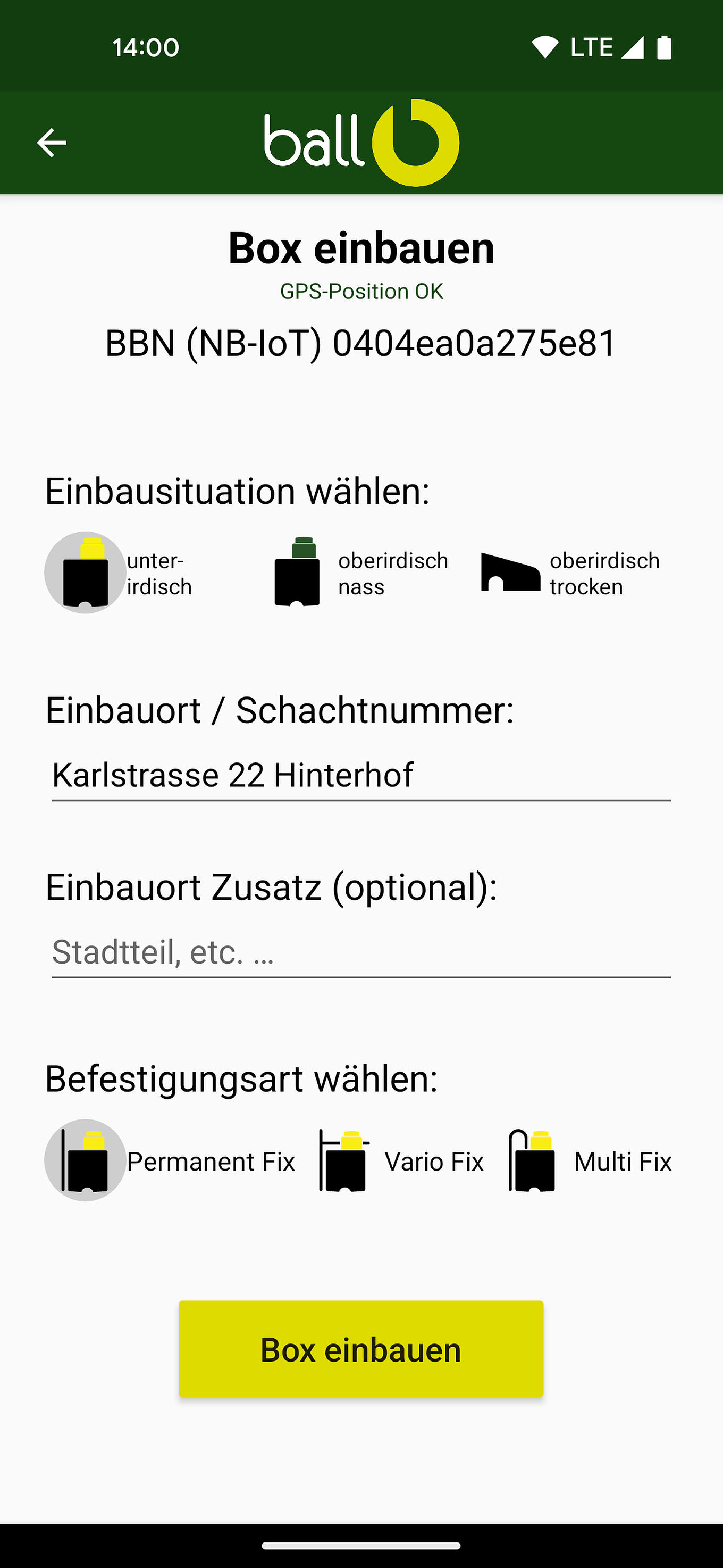 ball-b Ulm - Android App zur Provisionierung und Auslesung von Köderschutzboxen vor Ort
