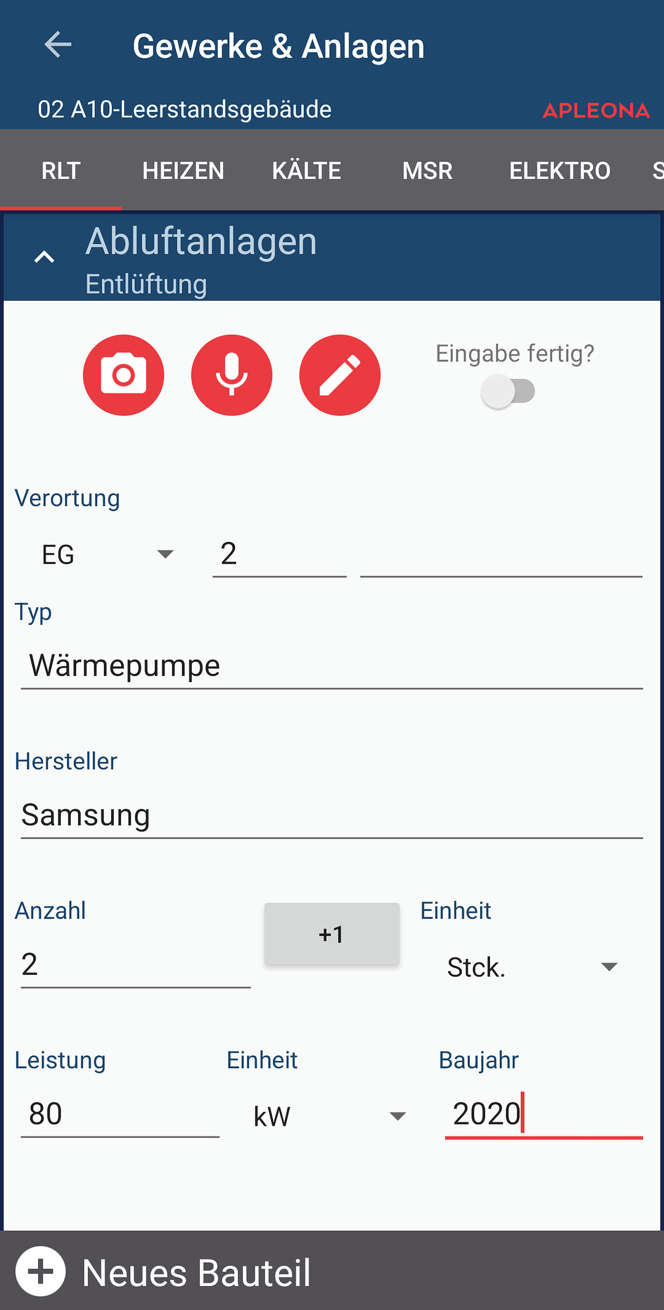 Apleona Begehungs-App Ulm - Datenerfassung und Fotoaufnahme bei digitaler Objektbegehung
