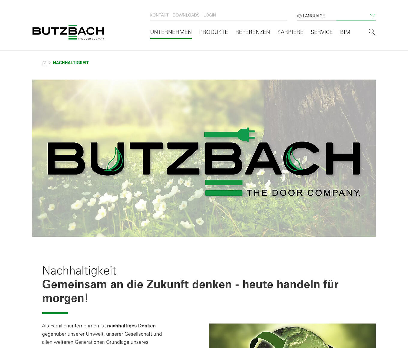 Butzbach Ulm - WordPress CMS mit redaktionellen Funktionen für News und Nachhaltigkeitsthemen