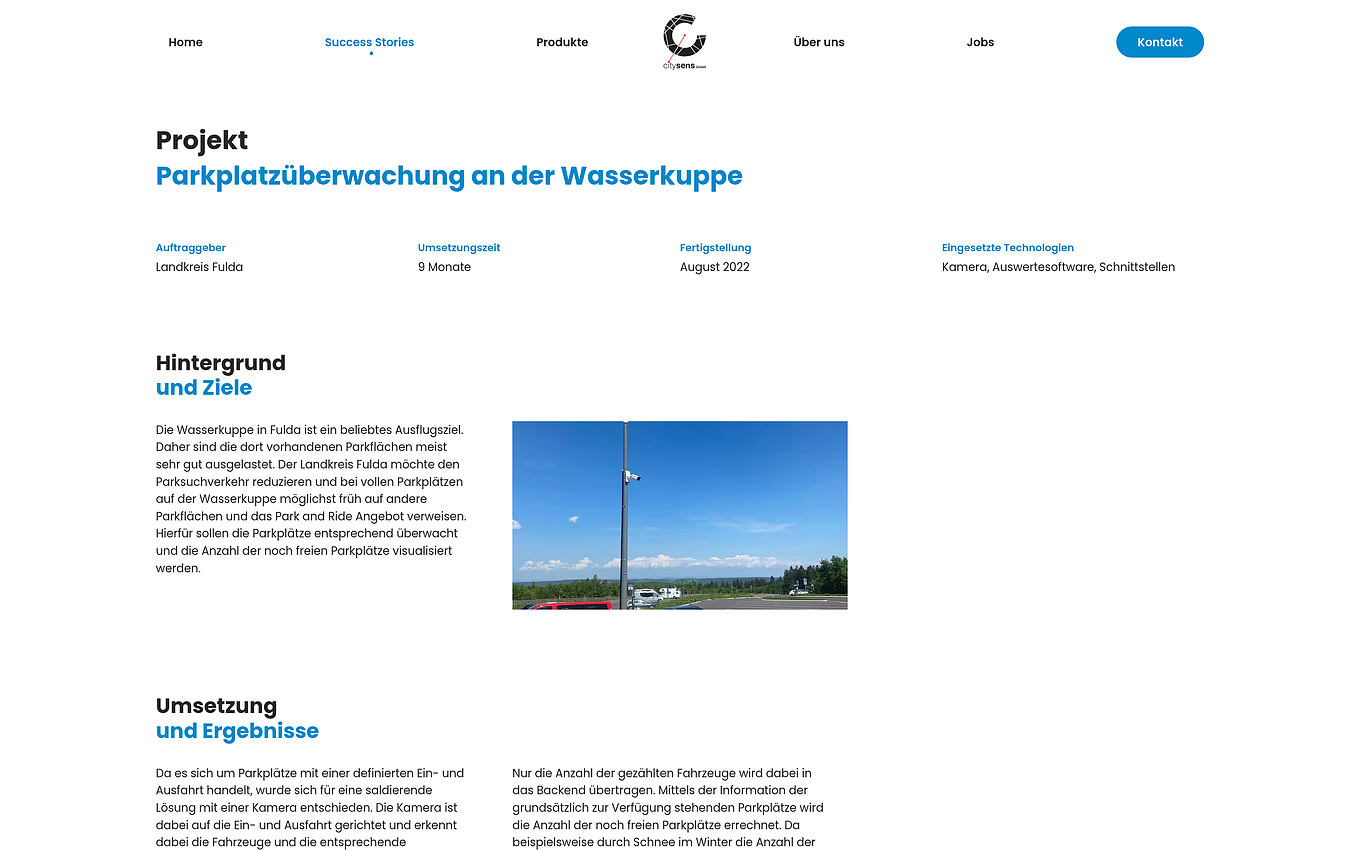 citysens Webseite Ulm - Datenvisualisierung für Referenzseiten im CMS