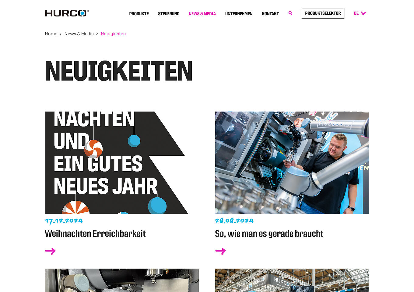 HURCO Ulm - WordPress CMS für Unternehmensnews, Videobibliothek und Kundenstimmen