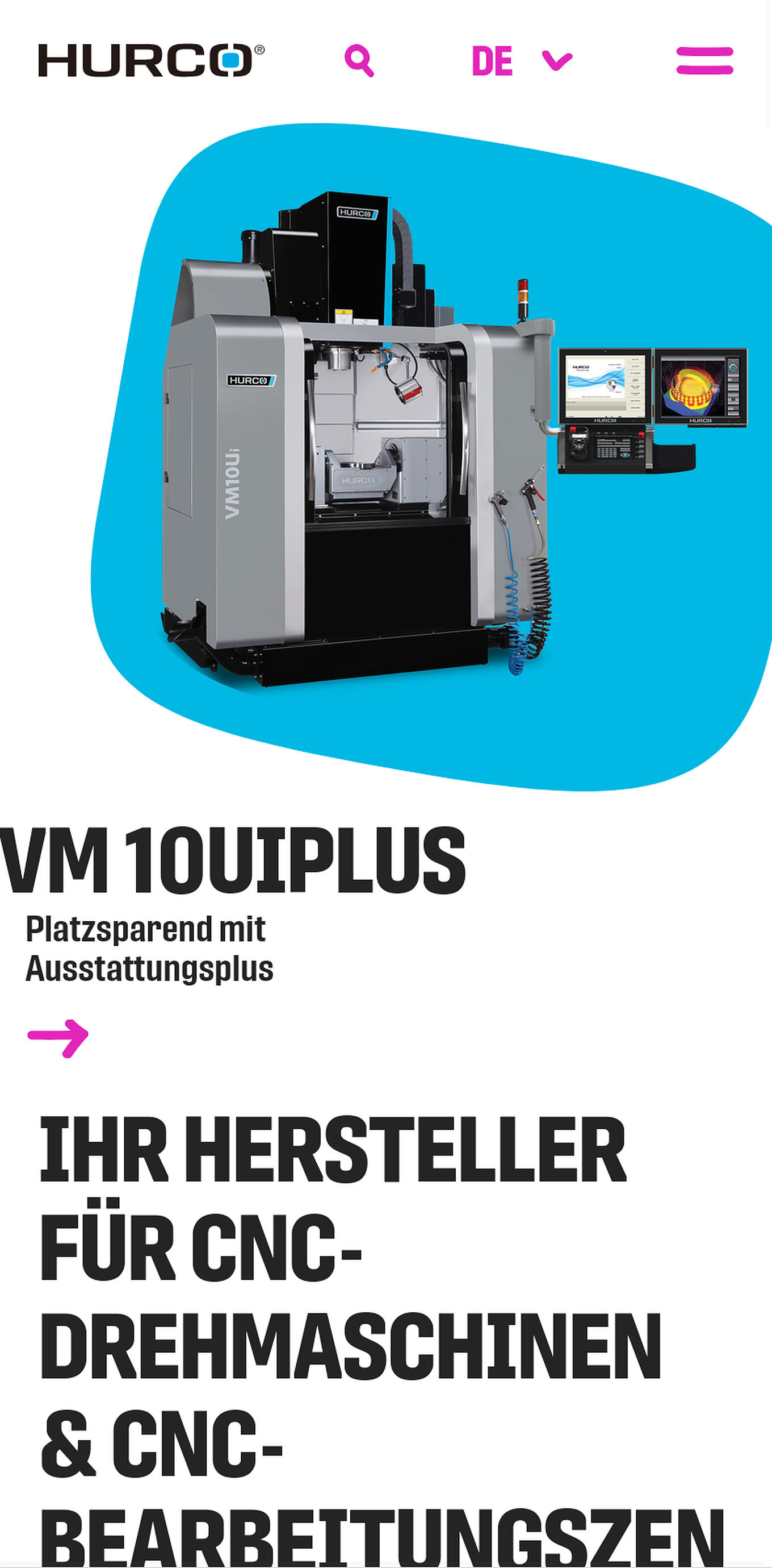 HURCO Ulm - Responsive Design der WordPress-Website für mobile Geräte und diverse Displaygrößen