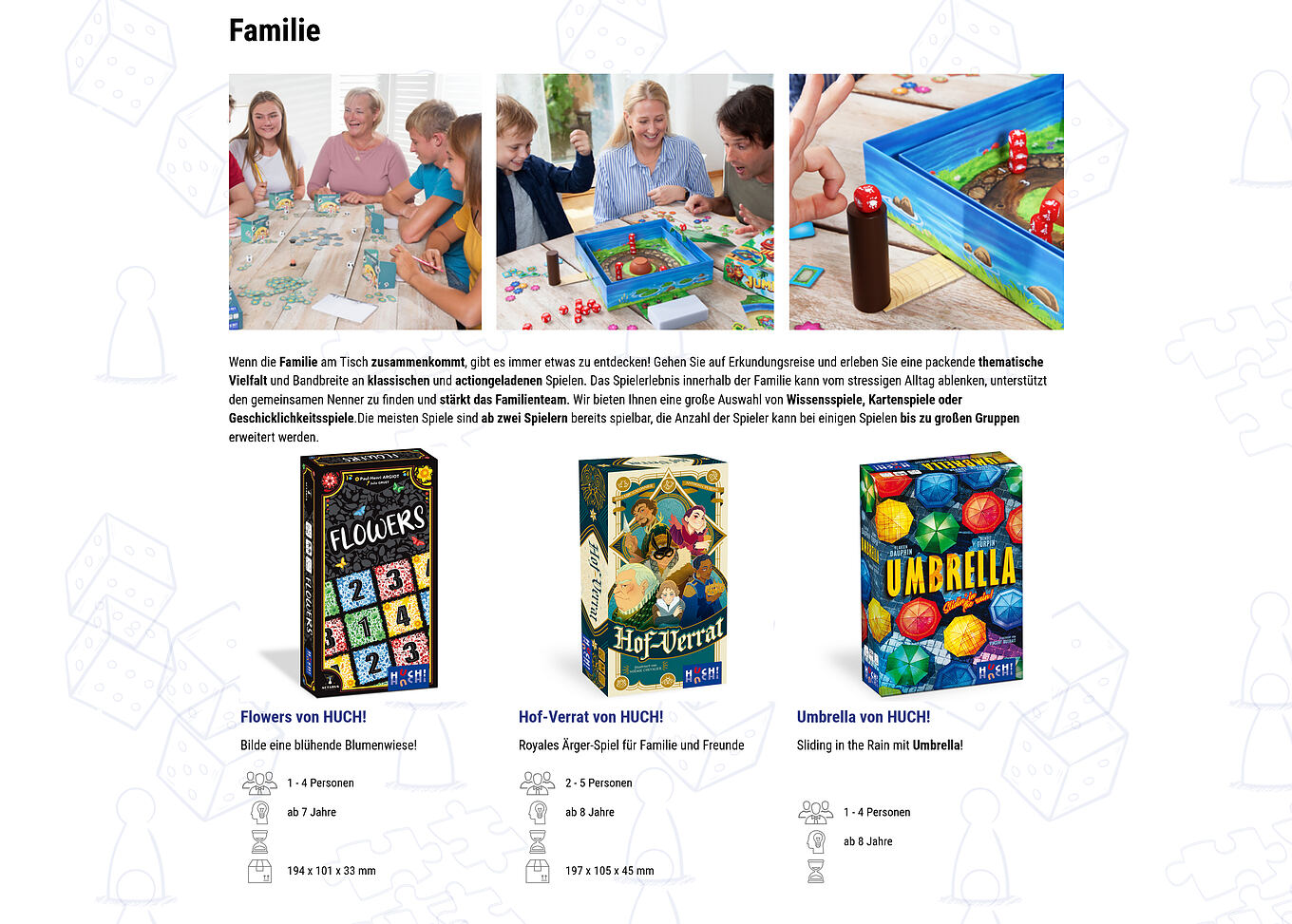 Hutter Trade Ulm - Datenbank mit kategorisiertem Brettspiel-Sortiment und Detailseiten im CMS
