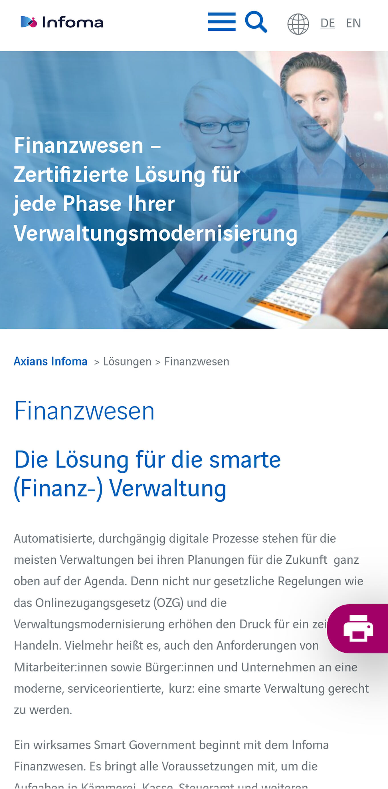 Axians Infoma Ulm - WordPress-Website optimiert für alle Formfaktoren und Bildschirmgrößen