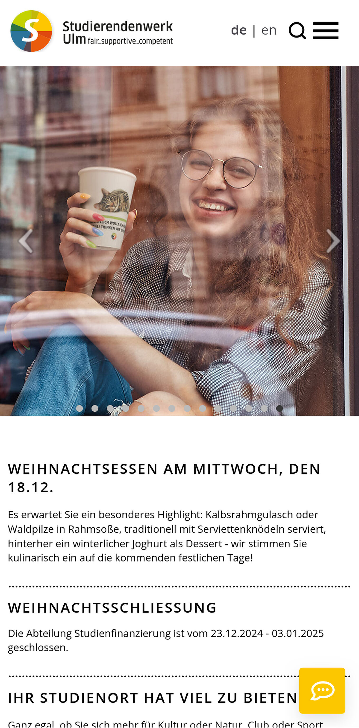 Studierendenwerk Ulm Ulm - Responsive Design für Mobilgeräte - für Smartphones und Tablets optimierten Seiten