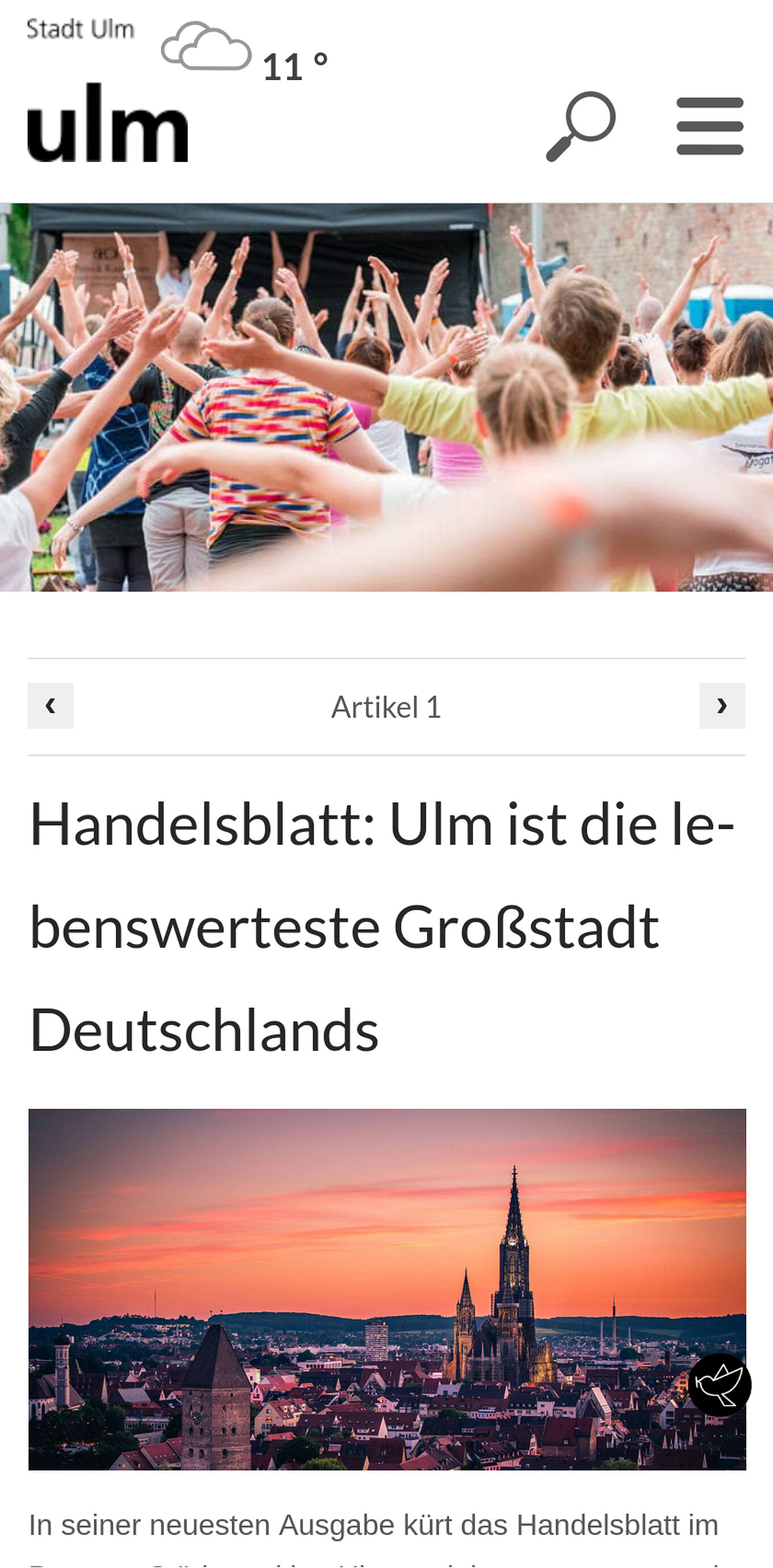 ulm.de Ulm - Responsive Design für mobile Geräte mit Styleguide-Vorgaben für unterschiedliche Displaygrößen