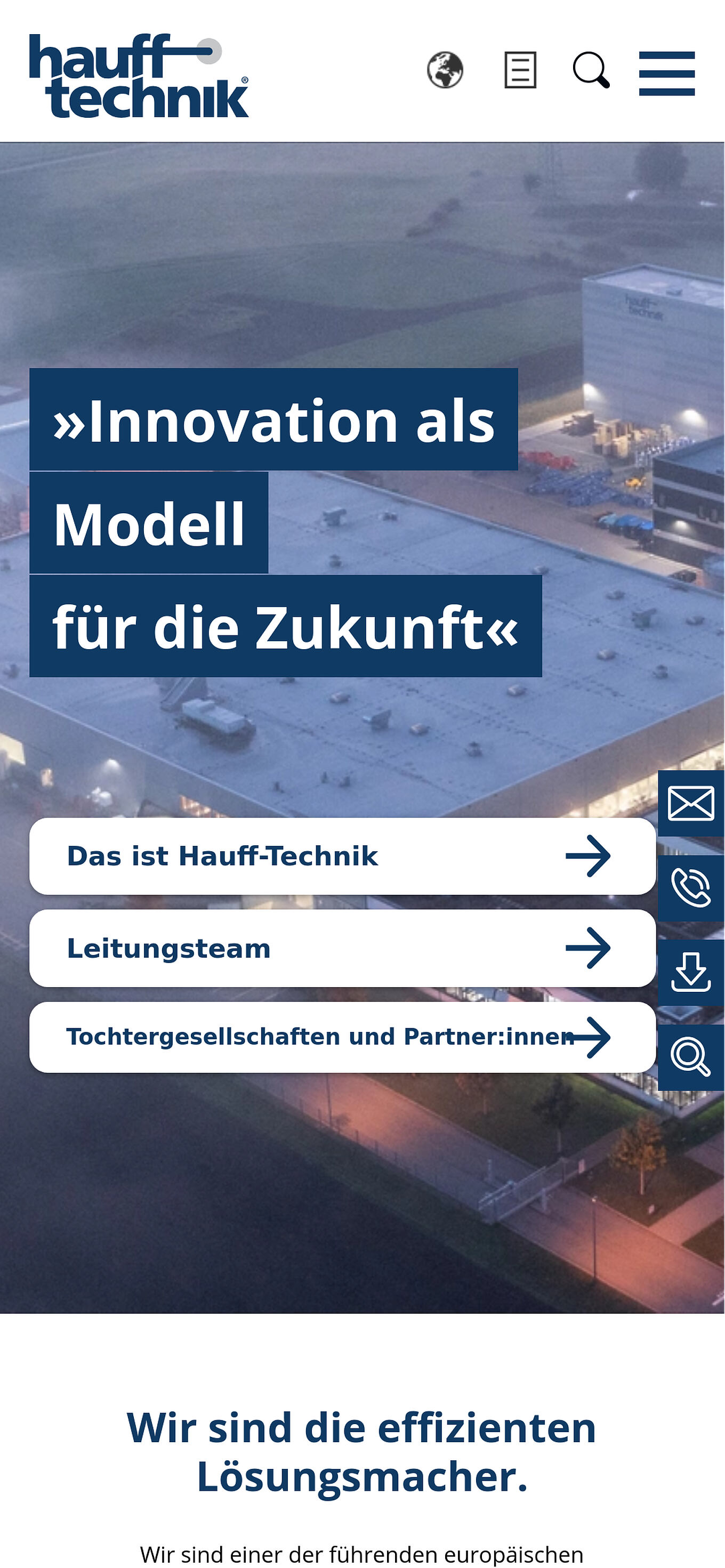 Hauff-Technik Ulm - Responsive Design des Unternehmensportals für Desktop, Tablet und Smartphone