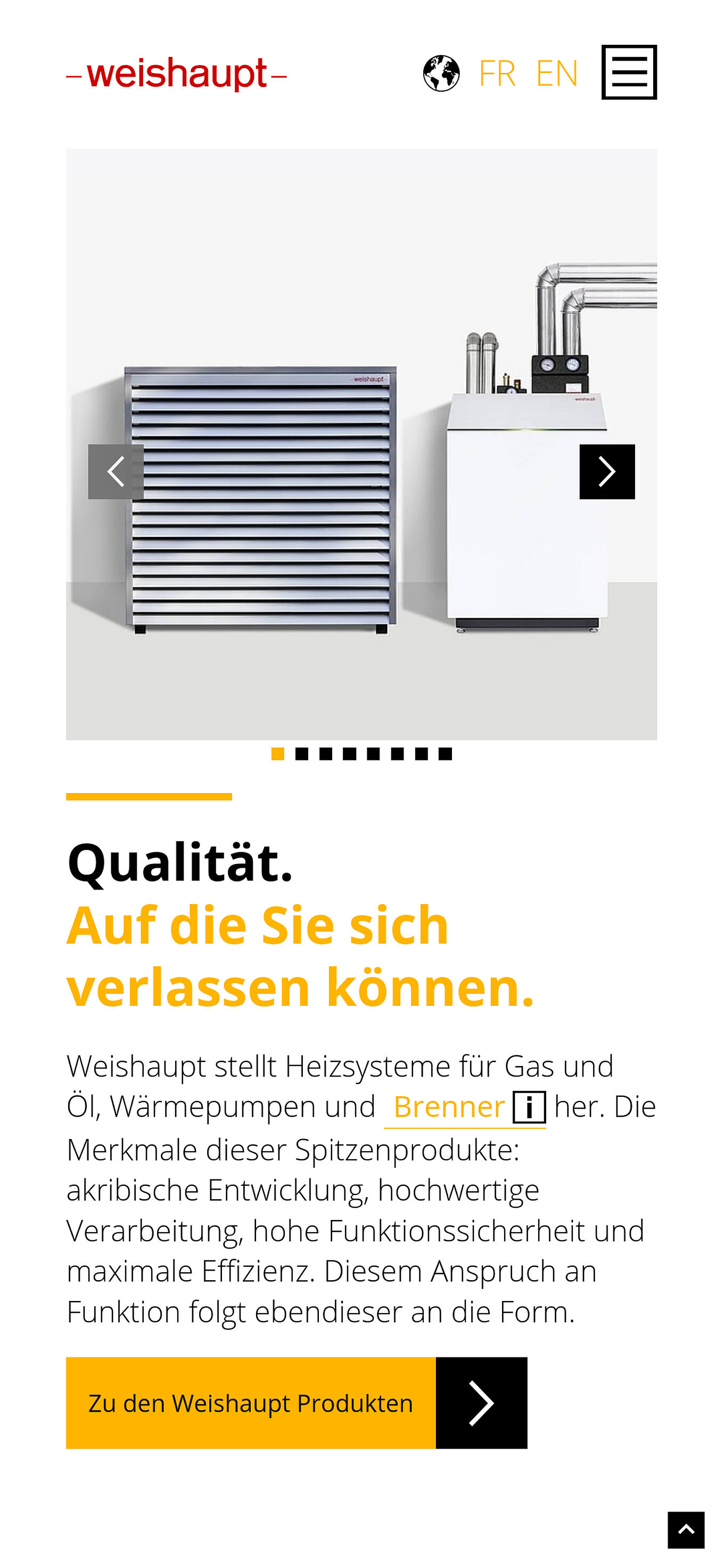 Weishaupt Webseite Ulm - mobile Ansicht mit optimierter Displayanpassung